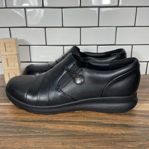 Clarks Un Adorn Loop Women's Size 9 Shoes Black Leather Narrow Comfort Loafer